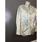 Reversible Satin Brocade Jacket Womens Small Black Ivory Mandarin Collar Frog Photo 7