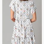 Elegant Floral White Mini Dress Pink Size XL Photo 2