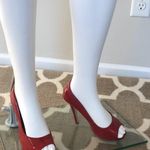 Call it spring Patent Red Stiletto Platform Peep-Toe Pumps Heels Size 7 Photo 0