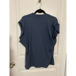 Nine West NWT ‎ Women Blue Ribbed Drape Front Cap Sleeve Top Size XXL Photo 4