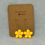 Handmade Yellow and Pink Flower Earrings Photo 0