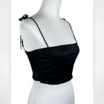 ZARA Black Satin Smocked Back Bandeau Crop Top Size Small Photo 7