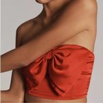 Anthropologie Satin Red Bow Crop Top Strapless Size L Photo 9