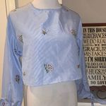 Bleuh Ciel  cropped open back shirt, Small Photo 0