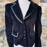 Nicky Hilton Black Velvet Puff Sleeve Blazer Jacket, Size M Size M Photo 0