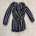 Mimi Chica  Black and White Striped Romper Sz Medium Photo 0