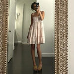 She Made Me Liv Crochet Tiered Mini Babydoll Dress in Petal Photo 1