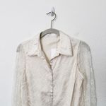 Rachel Parcell [] White Lace Button Down Shirt Satin Cuffs Coquette NWT Size XS Photo 5