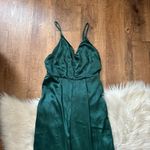 Lulus LULU’S Turn The Spotlights On Forest Green Satin Culotte Jumpsuit Photo 6