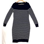 Ralph Lauren Lauren Womens Sweater Dress Navy White Stripe Classic Nautical Sz L Photo 1