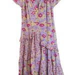 Sundance Pretty Petals Tiered Ruffle Purple Floral Maxi Dress Cotton Size Medium Photo 0
