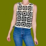 Easy Clothes Black Ivory Granny Square Crochet Hippie Festival Tank Top Size M Photo 1