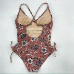 Kona Sol Kona‎ Sol Women’s Mauve/White Floral Side Ruched Ties Swimsuit Size M Photo 1
