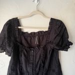 Anthropologie Black Eyelet Lace Square Neck Puff Sleeve Milkmaid Cottage Top XS Photo 3