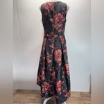 Eliza J Dark Gray and Rose Floral High Low Sleeveless Whimsigoth Formal Dress by  Photo 6