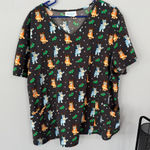 Bluey Character Scrub Top Bingo & Bluey Christmas Reindeer Women's Plus Size 3X Photo 0