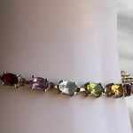 Vintage ADI Sterling Silver Thailand Multi Gemstone Link Bracelet 7” Gold Photo 14