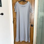 A Rare Bird Maxi Dress Sm/Med Oversized Lagen Feather Headdress Tshirt Dress Gray Photo 2