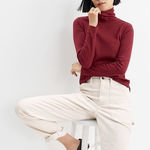 Lands' End Womens Burgundy Long Sleeve Turtleneck Top XL 18 Shaped Fit Photo 0