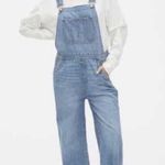 Gap Denim overalls wide leg light indigo cargo style size small Photo 0
