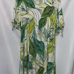 Susan Graver   Wo size XL Green and White Leaf Pattern Dress Pockets soft FLOWY Photo 6