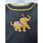 Bob Mackie wearable art black coat embroidered Elephants gold logo buttons large Photo 5