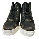 Guess  Black Gold Figz Wedge Lace Up Zipper Side Sneakers Shoes Womens 5 M Photo 2