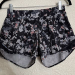 Lululemon Floral Print Hotty Hot Run Shorts size 6 tall black and grey color Photo 0