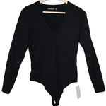 Abercrombie & Fitch Women Soft AF Black Nylon V-Neck Long Sleeve Bodysuit Size M Photo 0