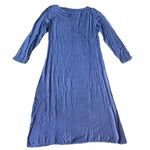 Modern Romantic Long Sleeve Rayon Sheath Dress Lagenlook Contemporary Minimalist Blue Size L Photo 0