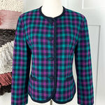 Pendleton Vintage Plaid Blazer Teal Purple Navy Sz 12 Photo 0