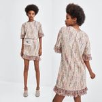 ZARA  Fringe Jacquard Tweed Dress Size S NWOT Photo 0