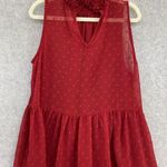 ZARA  Women's Red Sleeveless High Neck Blouse Rose Applique Size Small Photo 2