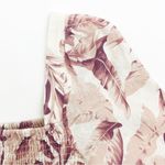 House of Harlow 1960 Floral Palm Linen Puff Sleeve Smocked Midi Dress: Beige Pink Photo 5