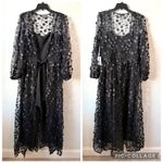 Julia Jordan ‎ Floral Overlay Duster Jacket Jumpsuit Set Black 12 Photo 5