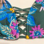 Shade & Shore Strappy Halter Bikini Top Green Tropical NWOT S Photo 3
