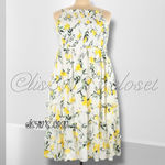 Torrid White Lemon Print Smocked Midi Dress Photo 3