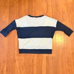 TNA ARITZIA 3/4 Sleeve Relaxed Stripe Shirt Oversized Navy White size XS Blue Photo 2