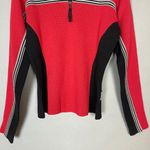 Obermeyer Vintage Obermyer Sweater 90s Red Striped Quarter Zip Women Size Medium Red Black Photo 3
