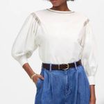 Madewell NWT Embroidered Poplin Balloon-Sleeve Top size small Photo 0