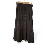 CeCe  Smock Waist Soft Tiered Gauze Skirt - Black Size Medium Photo 1