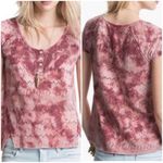 Free People  Pink Tie Dye Eyelet Short Sleeve Tee Shirt Womens XS Casual Boho Photo 8