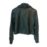 BLANKNYC Faux Leather Jacket Womens Size Small Dark Green Full Zip Snap Cropped Photo 10