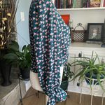 Altar'd State  Teal Blue Floral Ruched Tie Front Blouse Photo 2