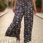 secret treasures  Blue Floral Wide Leg Boho Pull On Trousers Pant XL Extra Large Photo 0