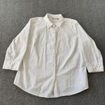 L.L.Bean  Women's Classic Seersucker Button-Front Shirt Top Blouse Large White Photo 0