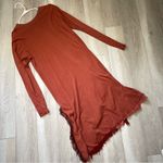 Lagenlook Drapey Dress frayed hem long sleeve midi Grau Orange (one size) mixed Size undefined Photo 3