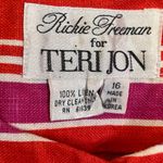 80s Rickie Freeman for Teri Jon 100% Linen Button Down Blouse size 16 vintage Red Photo 6