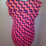 Chris & Carol  pink & blue chevron design short sleeve blouse Photo 3