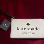 Kate Spade  Lucy Medium L-zip Wristlet cream with Black Logo Photo 0